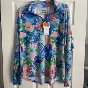 Walter Hagen Multicolor Performance 3/4 zip blue floral golf